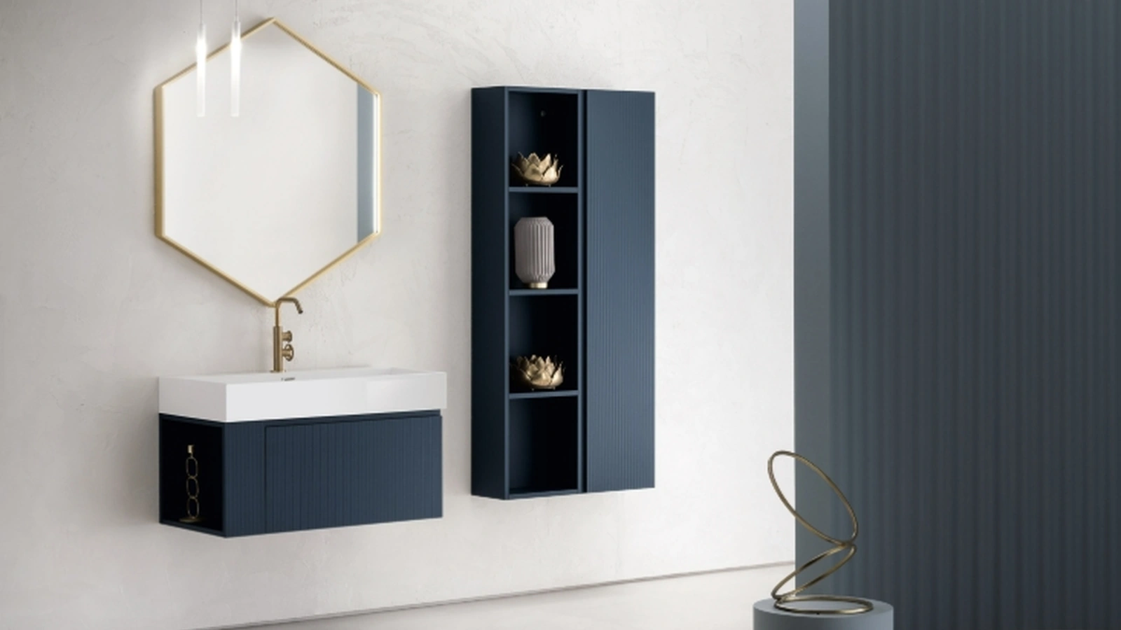 Mobile da Bagno sospeso in nobilitato laccato opaco B-GO BG019 di Compab