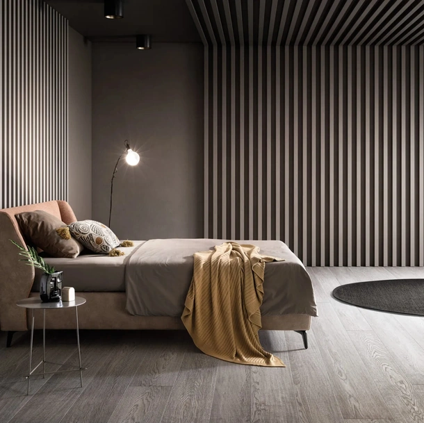 Letto matrimoniale in tessuto con testiera Hug di Bside