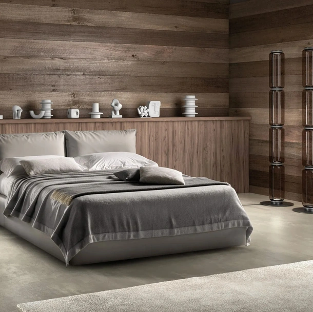 Letto in tessuto imbottito con testiera regolabile Quiet di Bside