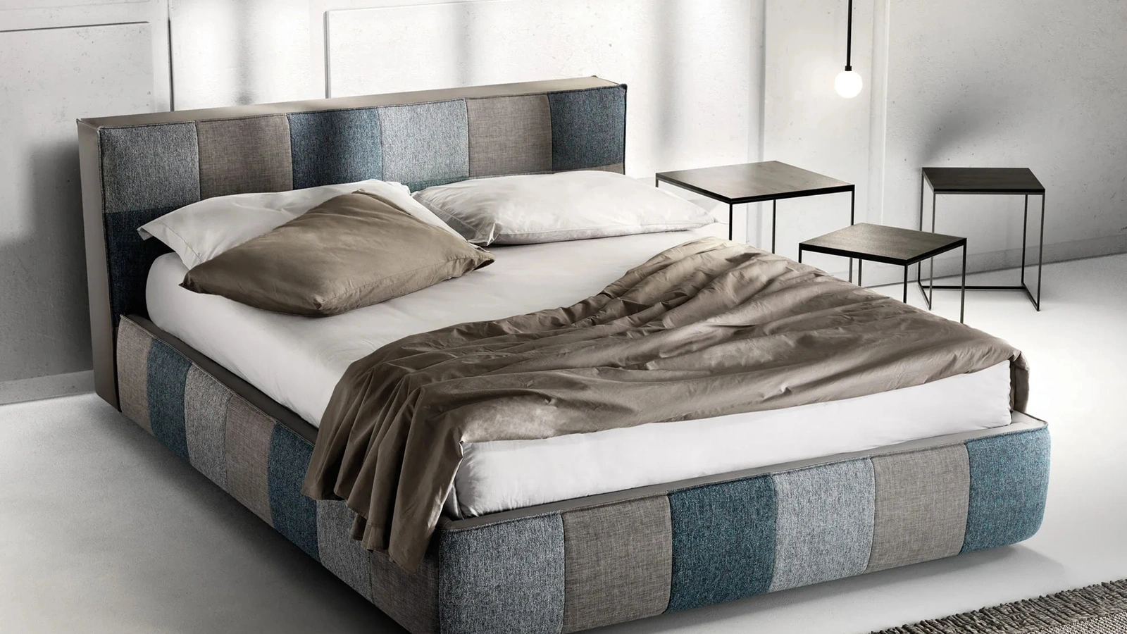 Letto in tessuto imbottito trapuntato Square di Bside