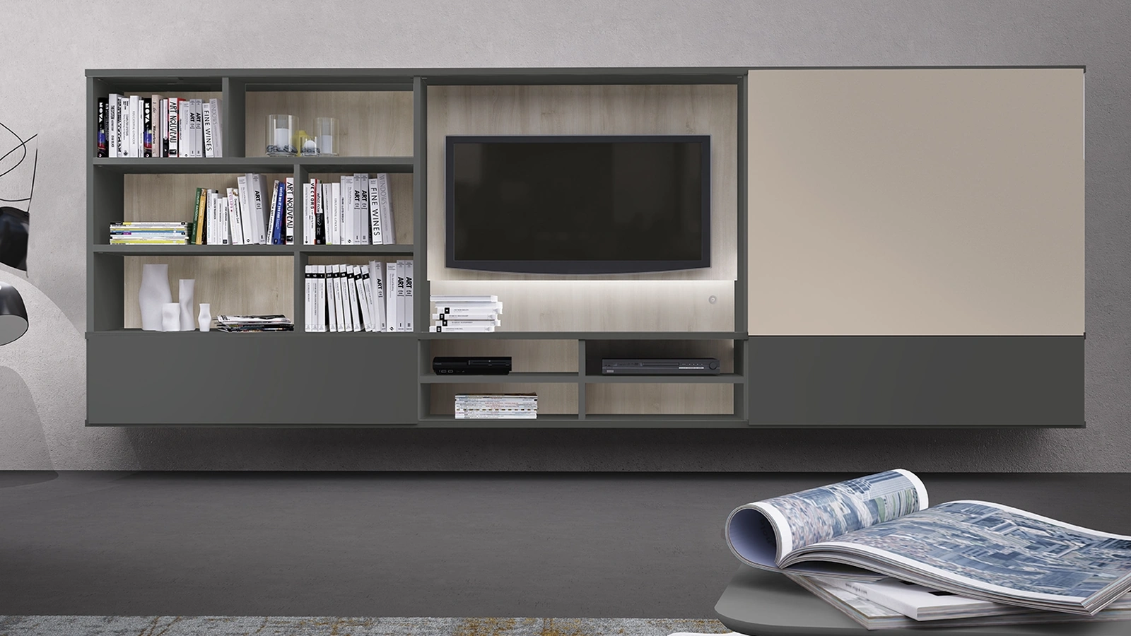 Libreria componibile sospesa Infinity L24 di Colombini Casa