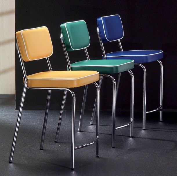 Sgabello Hollywood Stool 60 in ecopelle imbottita di La Seggiola