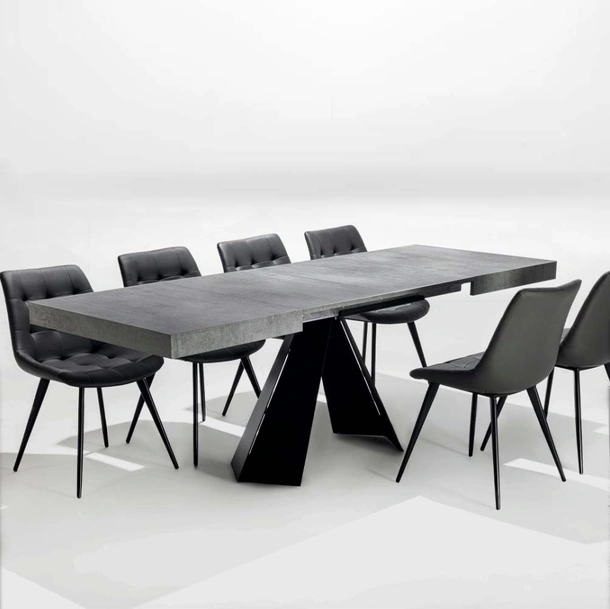 Tavolo allungabile Compact in nobilitato folding color antracite e base in metallo verniciato nero di La Seggiola