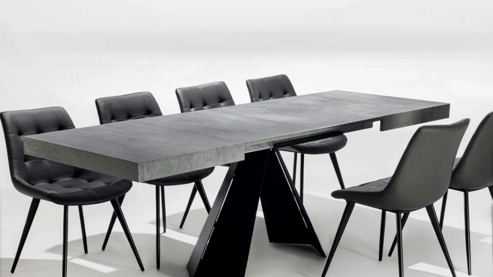 Tavolo allungabile Compact in nobilitato folding color antracite e base in metallo verniciato nero di La Seggiola