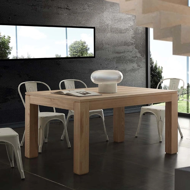 Tavolo allungabile Contemporaneo con piano impiallacciato frassino olivato tinto naturale e base in frassino massello di La Seggiola