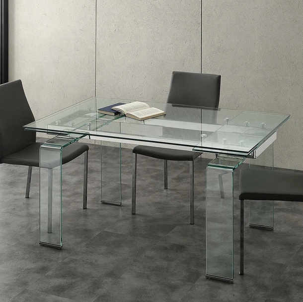 Tavolo allungabile Mini Glass in vetro temperato trasparente di La Seggiola